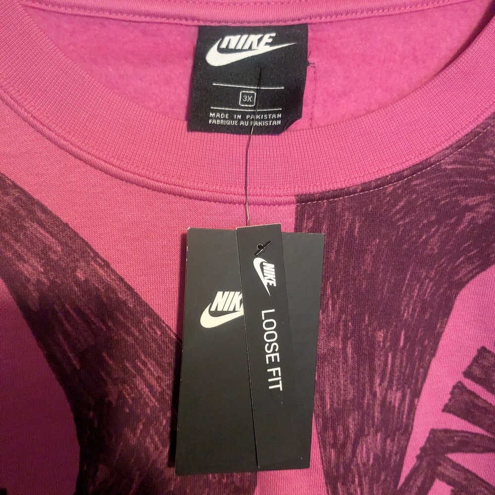 Nike Fushia Pink and Purple All Over Logo Sweatshirt Sportswear Women's 3x New - Picture 2 of 12